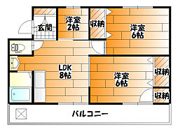 サンシャイン江波 3LDKの間取図画像