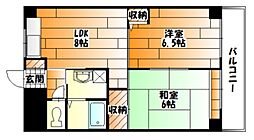 祇園ロイヤル 2LDKの間取図画像