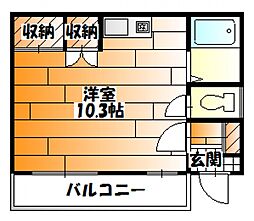 JR可部線 安芸長束駅 徒歩6分の賃貸マンション 3階ワンルームの間取り