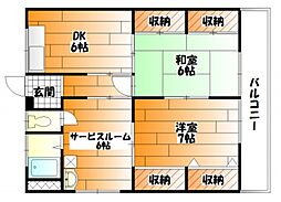 JR可部線 下祇園駅 徒歩8分の賃貸マンション 3階3DKの間取り