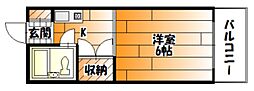 アメニティナガツカ2 1Kの間取図画像