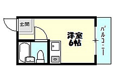 JR可部線 安芸長束駅 徒歩5分の賃貸マンション 2階ワンルームの間取り