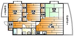 JR可部線 安芸長束駅 徒歩15分の賃貸マンション 2階3LDKの間取り