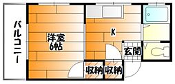 広島電鉄9系統 白島駅 徒歩5分の賃貸マンション 4階1Kの間取り