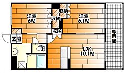 JR可部線 安芸長束駅 徒歩24分の賃貸マンション 2階2LDKの間取り