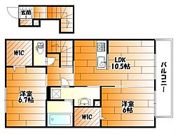 JR可部線 古市橋駅 徒歩10分の賃貸アパート 2階2LDKの間取り