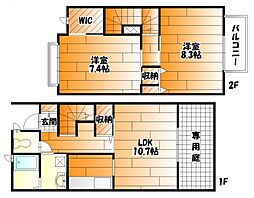 JR可部線 安芸長束駅 徒歩6分の賃貸アパート 1階2LDKの間取り