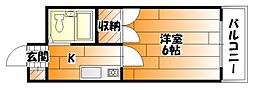 谷本ハイム 1Kの間取図画像
