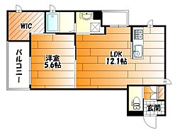 JR可部線 下祇園駅 徒歩3分の賃貸マンション 2階1LDKの間取り