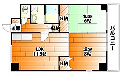 リバーサイド西口 2LDKの間取図画像