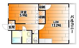 シャルマン祇園 1LDKの間取図画像