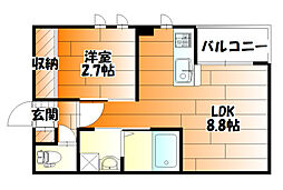 レガリストグレースナガツカ 1LDKの間取図画像