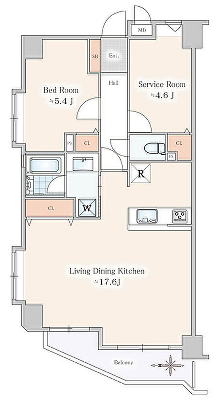 LDKは17.6帖と広々、角部屋につき採光良好!