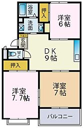 末広・サンフレアB棟 3DKの間取図画像