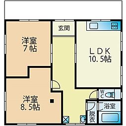 みそら2丁目　2階住居 2階2LDKの間取り