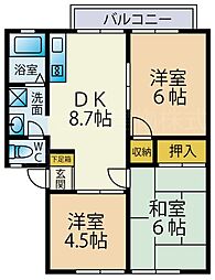 サンヴィレッジおゆみ野D 3DKの間取図画像