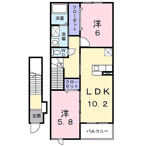 画像2:カウンターキッチン付きの２ＬＤＫの間取り♪