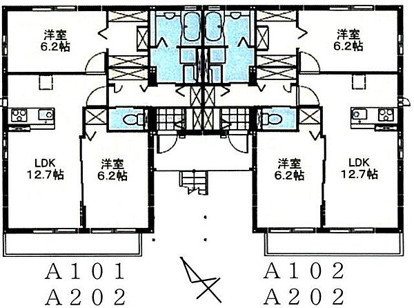 画像2:お部屋ゆったり２ＬＤＫの間取り(*^^*)