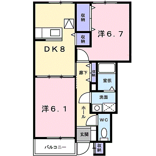 間取：カップル・新婚さんにもオススメ２ＤＫの間取りです◆