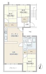 鳴子ハイツ 3LDKの間取図画像