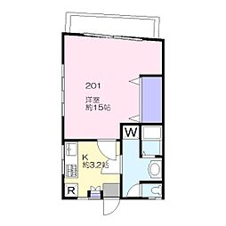 ソフィアコート 2階1Kの間取り