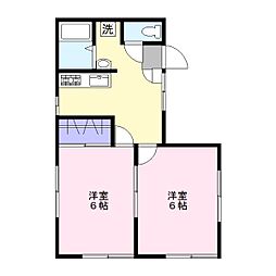 レジデンス所沢 1階2DKの間取り