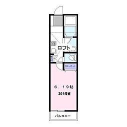 MOA11 2階1Kの間取り