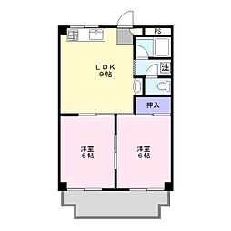 ハイネス・たき 2LDKの間取図画像