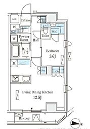 JR中央線 中野駅 徒歩10分の賃貸マンション 8階1LDKの間取り