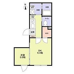 東京メトロ丸ノ内線 方南町駅 徒歩10分の賃貸マンション 2階1DKの間取り