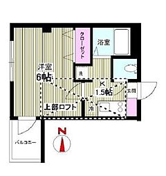 西武新宿線 新井薬師前駅 徒歩8分の賃貸マンション 4階1Kの間取り