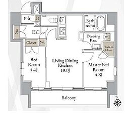 JR総武線 高円寺駅 徒歩4分の賃貸マンション 3階2LDKの間取り