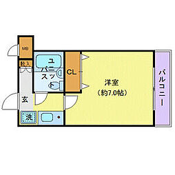 JR総武線 大久保駅 徒歩7分の賃貸マンション 4階1Kの間取り