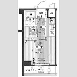 京王線 幡ヶ谷駅 徒歩4分の賃貸マンション 6階1Kの間取り