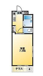 西武新宿線 新井薬師前駅 徒歩8分の賃貸マンション 1階1Kの間取り