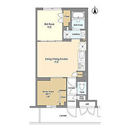東京メトロ丸ノ内線 方南町駅 徒歩10分の賃貸マンション 1階1SDKの間取り