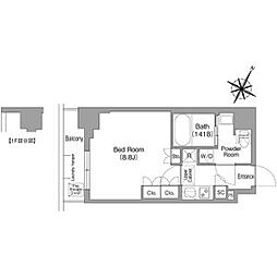 東京メトロ丸ノ内線 新中野駅 徒歩3分の賃貸マンション 6階1Kの間取り