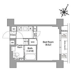 東京メトロ丸ノ内線 新中野駅 徒歩3分の賃貸マンション 6階1Kの間取り