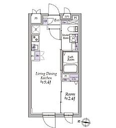 西武新宿線 野方駅 徒歩10分の賃貸マンション 2階1LDKの間取り