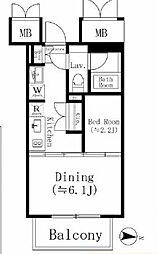 JR中央線 高円寺駅 徒歩9分の賃貸マンション 8階1DKの間取り