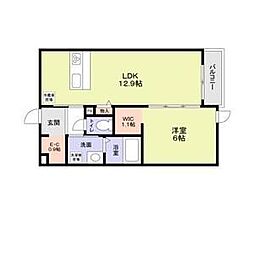 西武新宿線 野方駅 徒歩4分の賃貸アパート 1階1LDKの間取り