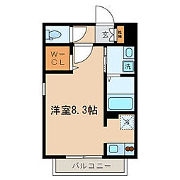 西武新宿線 沼袋駅 徒歩11分の賃貸アパート 2階ワンルームの間取り