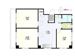 JR総武線 中野駅 徒歩10分の賃貸マンション 2階3LDKの間取り