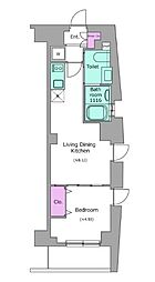 京王線 幡ヶ谷駅 徒歩6分の賃貸マンション 5階1LDKの間取り