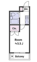 JR中央線 阿佐ケ谷駅 徒歩13分の賃貸マンション 5階1Kの間取り