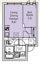 京王井の頭線 高井戸駅 徒歩7分の賃貸マンション 4階1LDKの間取り