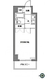 東京メトロ丸ノ内線 新中野駅 徒歩9分の賃貸マンション 2階1Kの間取り