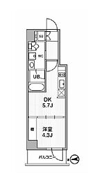 東京メトロ東西線 中野駅 徒歩10分の賃貸マンション 7階1DKの間取り