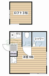 都営大江戸線 中野坂上駅 徒歩5分の賃貸アパート 2階ワンルームの間取り