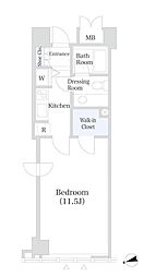 東京メトロ丸ノ内線 中野坂上駅 徒歩1分の賃貸マンション 21階1Kの間取り